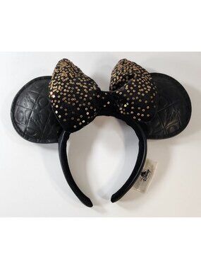 DISNEY PARKS EARS 50TH ANNIVERSARY SPECIAL EDITION LUXE FAUX LEATHER GOLD SEQUIN